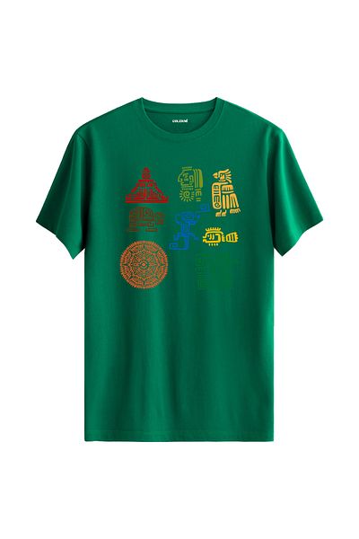 Colermi Mayan Symbol Design Crew Neck T-Shirt