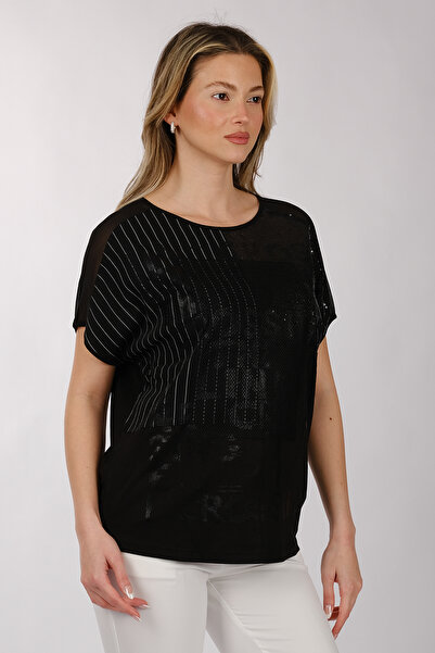 DAIDO تيشيرت مطبوع مزين بالشيفون والترتر