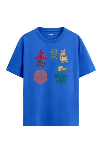 Colermi Maya Symbol Design Crew Neck Oversize T-Shirt