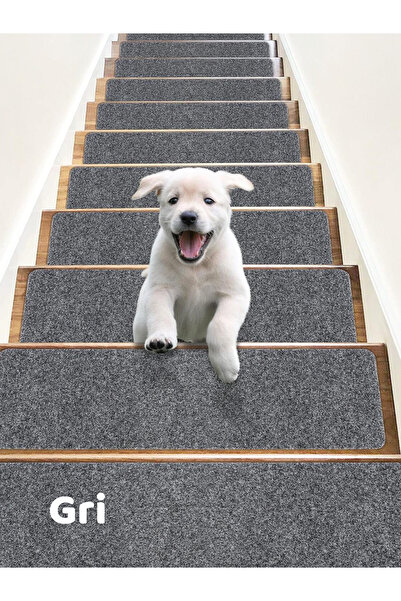 BEYLİNİ Merdiven Halısı Halıfleks Basamak Ve Merdiven Paspası Kaymaz Taban Füme 20x75 Cm (1 ADET)