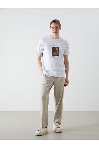 LC Waikiki Tricou pentru bărbați din bumbac pieptănat cu mânecă scurtă cu decolteu și imprimeu de sezon nou - S5HT62Z8