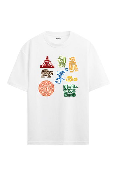 Colermi Maya Symbol Design Crew Neck Oversize T-Shirt