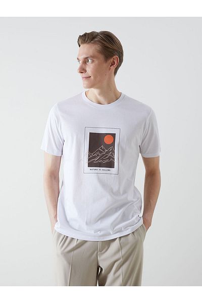 LC Waikiki Tricou pentru bărbați din bumbac pieptănat cu mânecă scurtă cu decolteu și imprimeu de sezon nou - S5HT62Z8