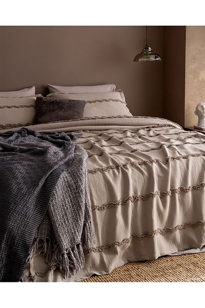 Madame Coco Rostrenen Double Cotton Bedspread - Gray