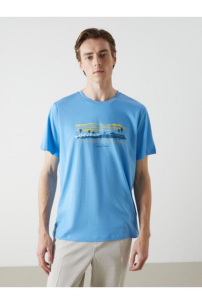 LC Waikiki Tricou pentru bărbați din bumbac pieptănat imprimat cu mânecă scurtă, sezon nou - S5HP80Z8