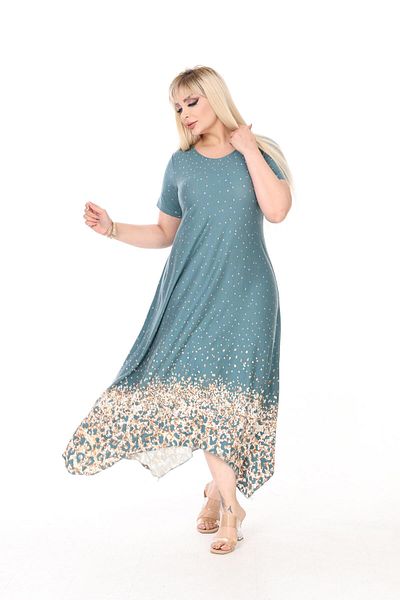mezura tekstil Rochie din bumbac pieptănat din viscoză, cu mânecă scurtă, cu mânecă scurtă, cu croiala relaxată