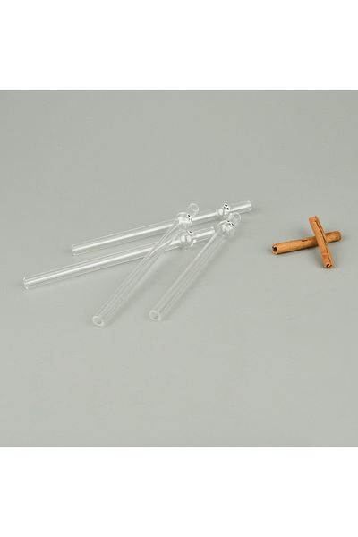 Evabella Thick Figured 4-Piece Glass Straws - Transparent