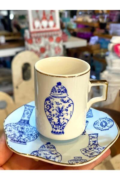 ÇIRPAN EV BLEU BLANC 6 KİŞİLİK TÜRK KAHVESİ FİNCANI