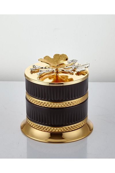 SETABIANCA Butterfly 2 Tier Glass Storage Container Gold 15*15*14 cm