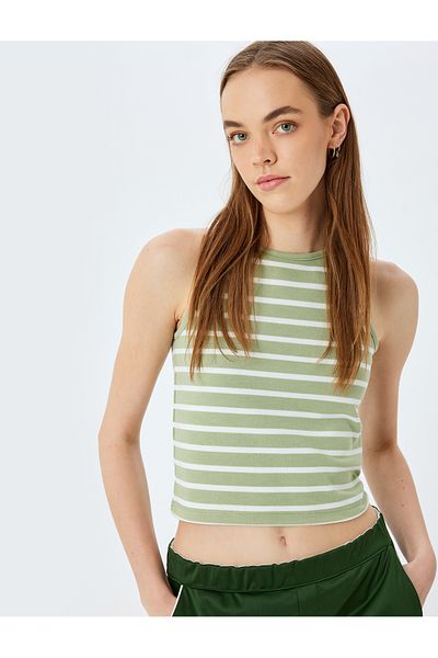Koton Crew Neck Slim Fit Striped Sleeveless Women's Undershirt