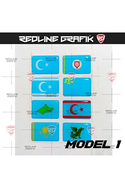 3M Eski Türk Devletleri Bayrakları 3d Sticker Seti