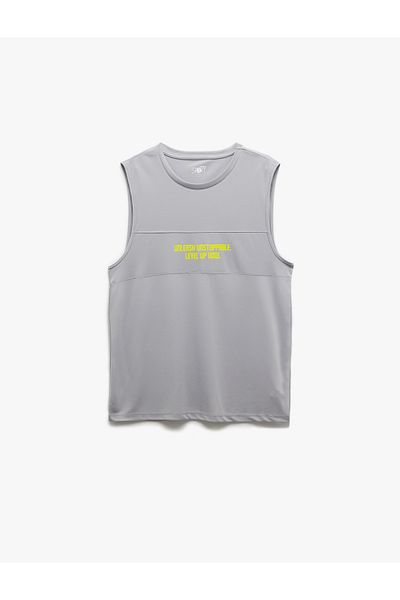 Koton Printed Crew Neck Sleeveless Athlete's Tank Top