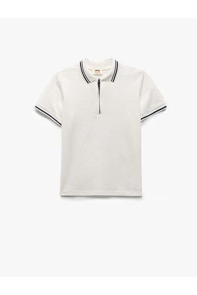 Koton Cotton Short Sleeve Ribbed Polo Neck T-Shirt