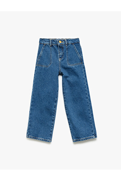 Koton Cotton Pocket Detailed Wide Leg Denim Trousers
