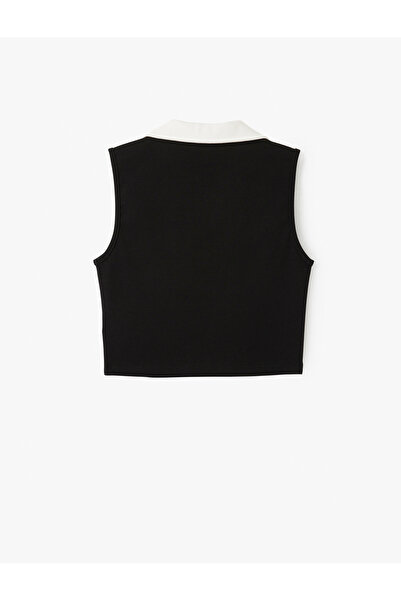 Koton Kolej Baskılı Polo Yaka Kolsuz Renk Bloklu Üst