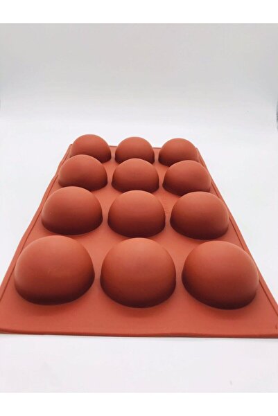 Siliko World Hemisphere 12-Piece Silicone Cake Pastry Ice Mold Product 4.5cm Brown
