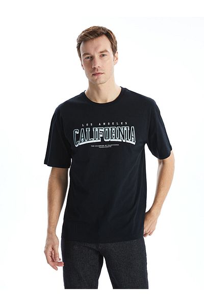 LC Waikiki New Season Crew Neck Κοντό μανίκι εμπριμέ χτενισμένο βαμβακερό ανδρικό Tisort - S5I517Z8