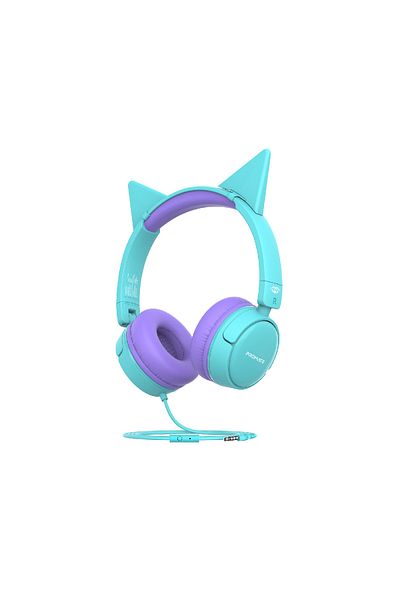Promate Wired Kids Headphones, Premium Detachable Cat Ear Kids Headset With Mic, 85db To 95db Sound