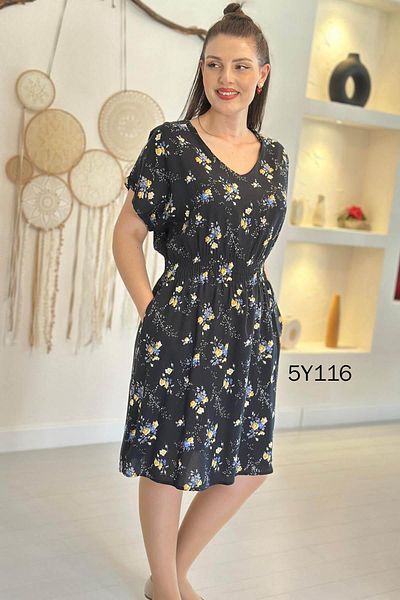 İnce Topuk Gimped Waist Viscose Dress 5Y116