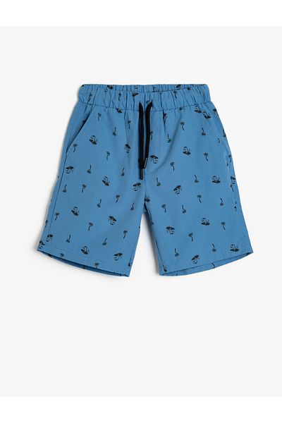 Koton Pocket Tie Waist Chino Shorts, Tie up Dinosaur Print