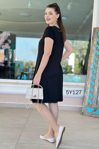 İnce Topuk Crew Neck Patterned Viscose Dress 5Y127