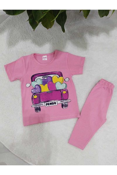 Store Cute Car Printed Girl's Capri Short Sleeve Summer Suit