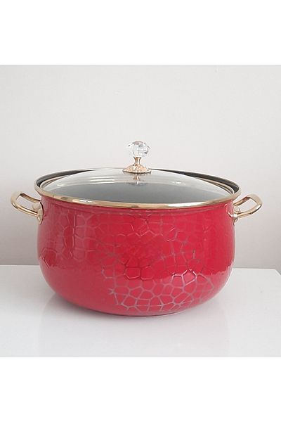 Avşar Enamel Evi̇m 28 cm 7.5 Liter Red Enamel Pot