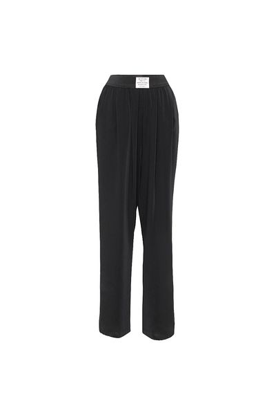 Quzu Wide Leg Trousers with Waist Label Accessories - Black