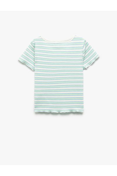 Koton Crew Neck Short Sleeve Camisole Striped Crop T-Shirt
