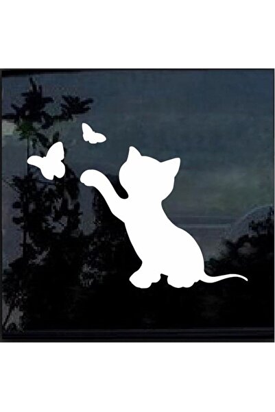 Redline Grafik Yavru Kedi Ve Kelebekler Oto Sticker