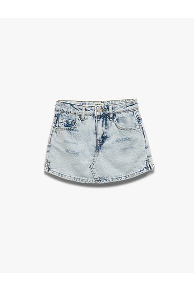 Koton Fusta scurtă din denim cu buzunare cu nasturi din bumbac