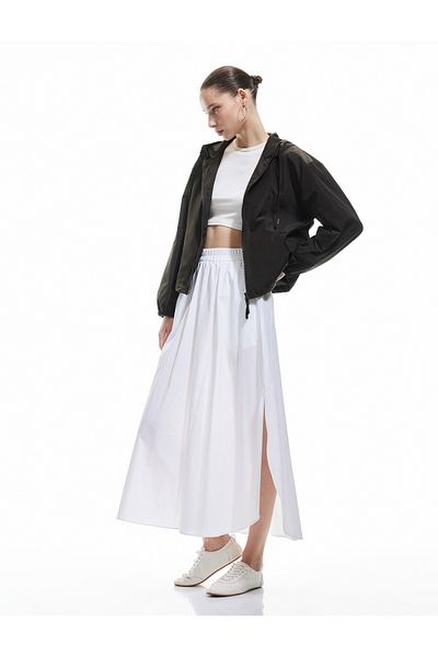 Koton Hooded Long Sleeve Ribbon Zipper Jacket