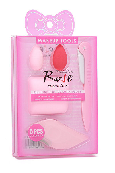 Roesıa Rose Cosmetics Rose 5'li Makyaj Sünger & Ustura Seti - Makeup Tools
