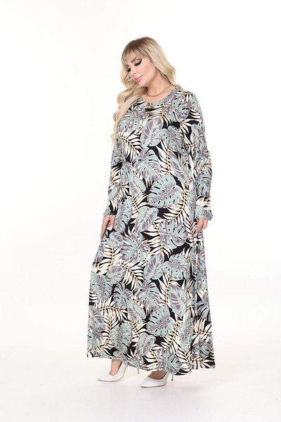 mezura tekstil Women's Plus Size Long Sleeve Viscose Combed Cotton Hijab Suitable Long Maxi Dress