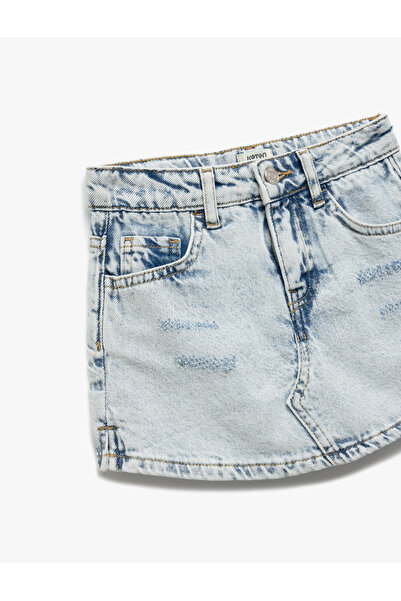 Koton Pamuklu Düğme Detaylı Cepli Denim Şort Etek