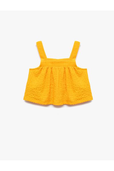 Koton Square Neck Textured Strappy Crop Blouse