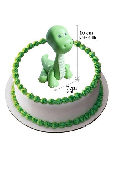 Pasta9 Green Color Cute Dinosaur Cake Decoration from Sugar Dough 7X10 cm Size 1 Piece Future
