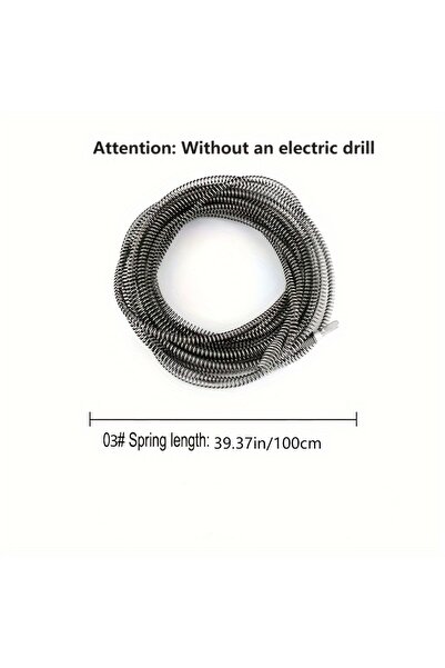 choice2 مكنسة كهربائية قوية لتنظيف المصارف بطول 100 سم، أنبوب زنبركي، تعمل عل...