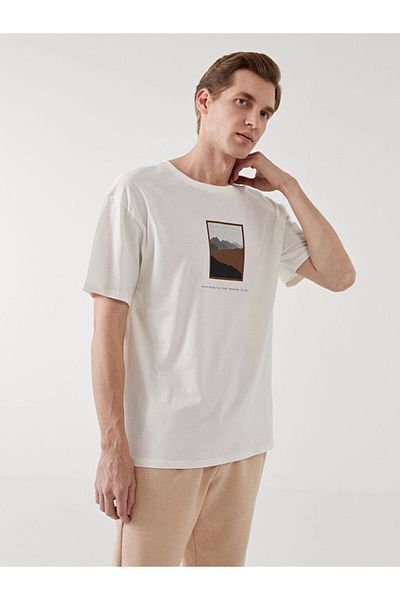 LC Waikiki New Season Crew Neck Short Sleeve Printed Combed Cotton Men's T-Shirt - S5Hp64Z8