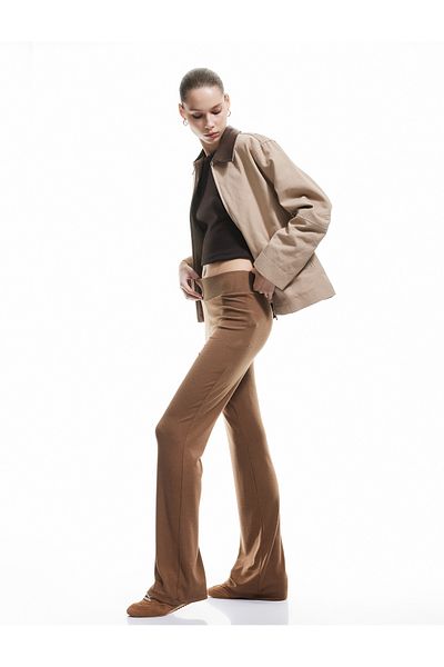 Koton High Waist Elastic Flared Leg Viscose Blended Leggings Trousers
