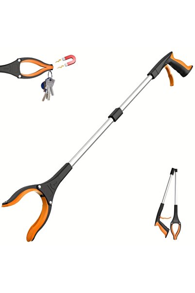 Choice مقبض برتقالي لجمع القمامة مع مشبك دوار 360 درجة، مقبض خفيف الوزن ومتين...