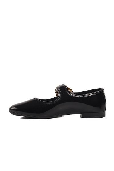 AYAKMOD 354156   Z Black Patent Leather Stone Women's Ballerinas
