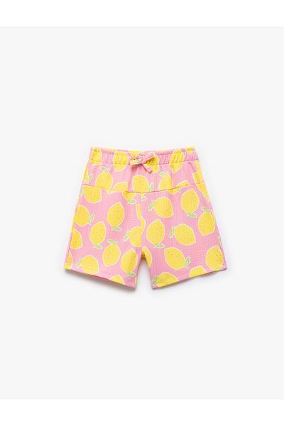 Koton Lemon Printed Pink Baby Girl Shorts 5Smg40036Ak