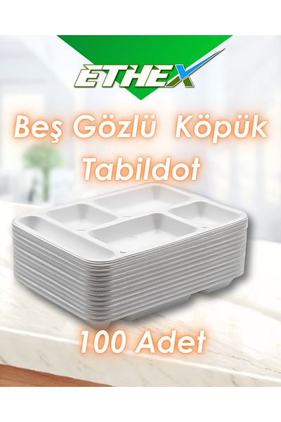 Ethex Five Compartment/Five Compartment Foam Table D'Hote - (Mod 27 - 100 Pieces)
