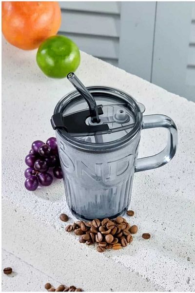 Generic كوب قهوة زجاجي مع غطاء ومصاصه كوب اسبريسو شفاف محمول للحليب والعصير مضاد للتسرب للمشروبات