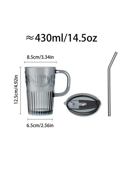 Generic كوب قهوة زجاجي مع غطاء ومصاصه كوب اسبريسو شفاف محمول للحليب والعصير مضاد للتسرب للمشروبات