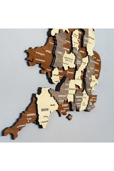 Colorfull Worlds 3D Wooden England Map 65X50