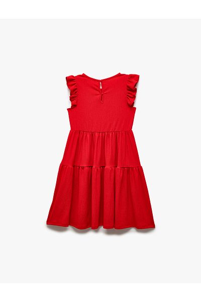 Koton Sleeveless Crew Neck Tiered Ruffle Wrap Mini Dress