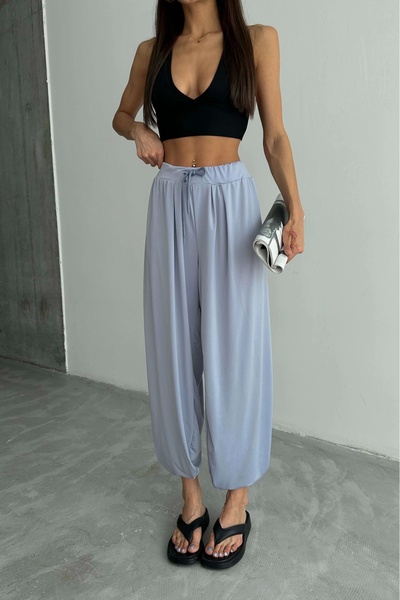 Eka Pantaloni largi, gri, cu șireturi 1018-E001