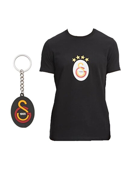 Galatasaray Orijinal 4 Yıldız Siyah T-Shirt Anahtarlık Hediyeli